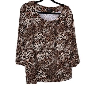 Style & Co animal print blouse leopard print size XL animal print